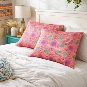Bedelite Pink Medallion Print Satin Pillowcases